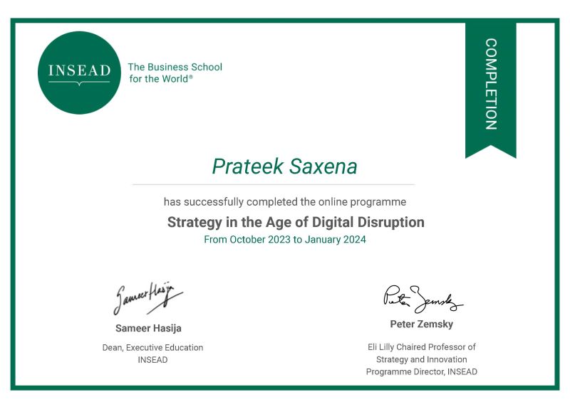 I am thrilled to share that I have successfully completed the Strategy in the Age of Dig